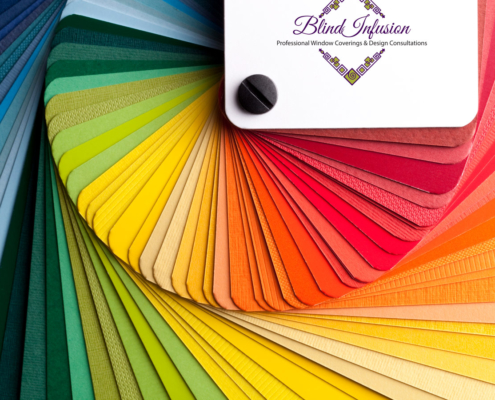 Color cards for paint consultations in Calgary and Cochrane, Alberta used by interior decorators when matching with window coverings.